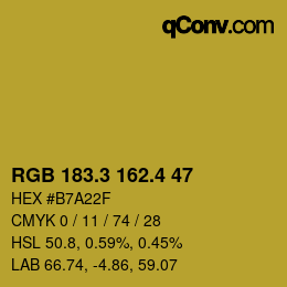 カラーコード: RGB 183.3 162.4 47 | qconv.com