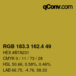 カラーコード: RGB 183.3 162.4 49 | qconv.com