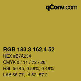 カラーコード: RGB 183.3 162.4 52 | qconv.com