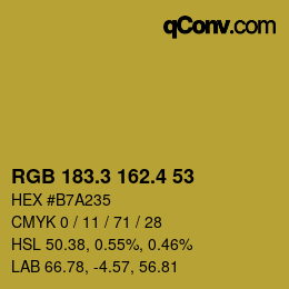 カラーコード: RGB 183.3 162.4 53 | qconv.com