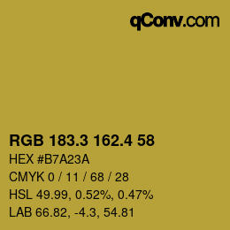 カラーコード: RGB 183.3 162.4 58 | qconv.com