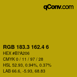 カラーコード: RGB 183.3 162.4 6 | qconv.com