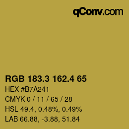 カラーコード: RGB 183.3 162.4 65 | qconv.com