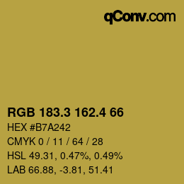 カラーコード: RGB 183.3 162.4 66 | qconv.com