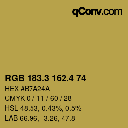 カラーコード: RGB 183.3 162.4 74 | qconv.com