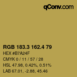 カラーコード: RGB 183.3 162.4 79 | qconv.com