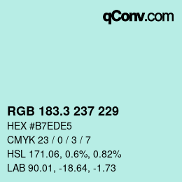 カラーコード: RGB 183.3 237 229 | qconv.com