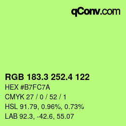 カラーコード: RGB 183.3 252.4 122 | qconv.com