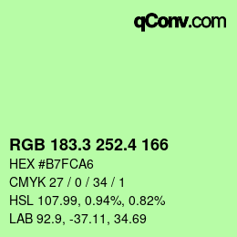 カラーコード: RGB 183.3 252.4 166 | qconv.com