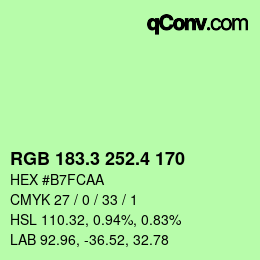 カラーコード: RGB 183.3 252.4 170 | qconv.com
