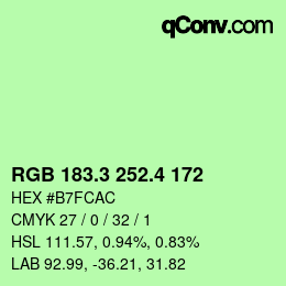 カラーコード: RGB 183.3 252.4 172 | qconv.com