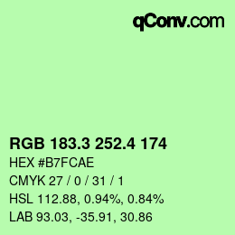 カラーコード: RGB 183.3 252.4 174 | qconv.com