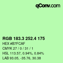 カラーコード: RGB 183.3 252.4 175 | qconv.com