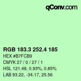 カラーコード: RGB 183.3 252.4 185 | qconv.com