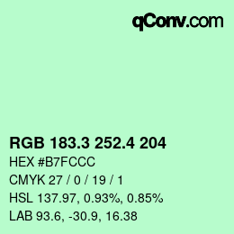 カラーコード: RGB 183.3 252.4 204 | qconv.com