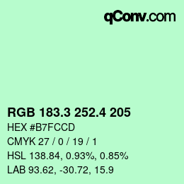 カラーコード: RGB 183.3 252.4 205 | qconv.com