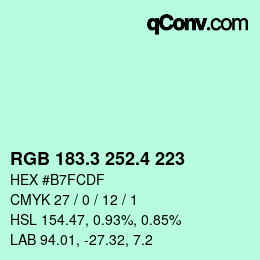 カラーコード: RGB 183.3 252.4 223 | qconv.com