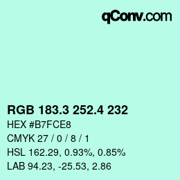 カラーコード: RGB 183.3 252.4 232 | qconv.com