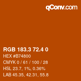 カラーコード: RGB 183.3 72.4 0 | qconv.com