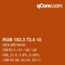カラーコード: RGB 183.3 72.4 10 | qconv.com