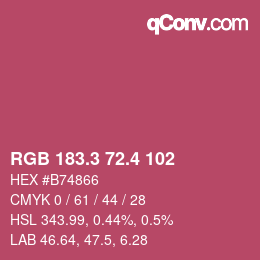 カラーコード: RGB 183.3 72.4 102 | qconv.com
