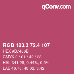 カラーコード: RGB 183.3 72.4 107 | qconv.com