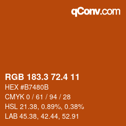 カラーコード: RGB 183.3 72.4 11 | qconv.com