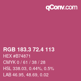カラーコード: RGB 183.3 72.4 113 | qconv.com