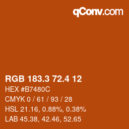 カラーコード: RGB 183.3 72.4 12 | qconv.com