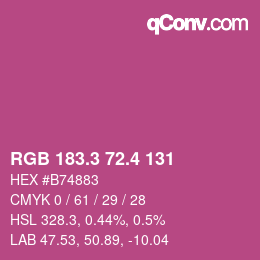カラーコード: RGB 183.3 72.4 131 | qconv.com