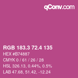 カラーコード: RGB 183.3 72.4 135 | qconv.com