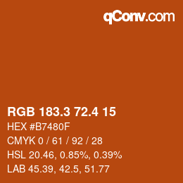 カラーコード: RGB 183.3 72.4 15 | qconv.com