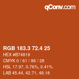 カラーコード: RGB 183.3 72.4 25 | qconv.com