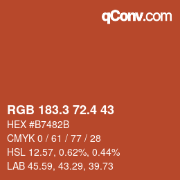 カラーコード: RGB 183.3 72.4 43 | qconv.com
