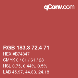 カラーコード: RGB 183.3 72.4 71 | qconv.com