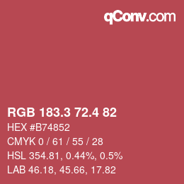カラーコード: RGB 183.3 72.4 82 | qconv.com