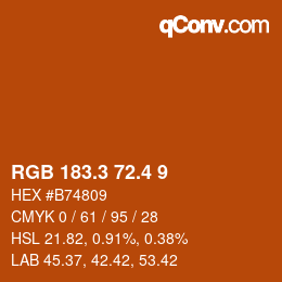 カラーコード: RGB 183.3 72.4 9 | qconv.com