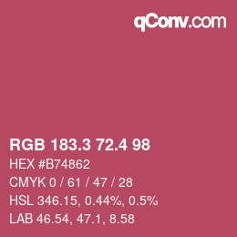 カラーコード: RGB 183.3 72.4 98 | qconv.com