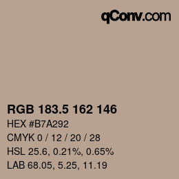 Color code: RGB 183.5 162 146 | qconv.com
