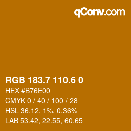 カラーコード: RGB 183.7 110.6 0 | qconv.com