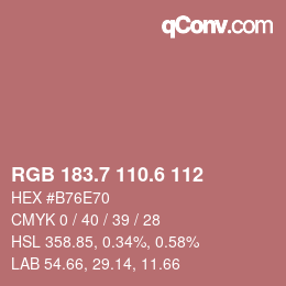 カラーコード: RGB 183.7 110.6 112 | qconv.com