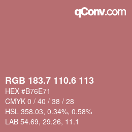 カラーコード: RGB 183.7 110.6 113 | qconv.com