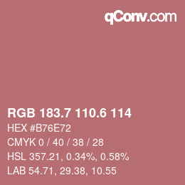カラーコード: RGB 183.7 110.6 114 | qconv.com