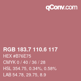 カラーコード: RGB 183.7 110.6 117 | qconv.com