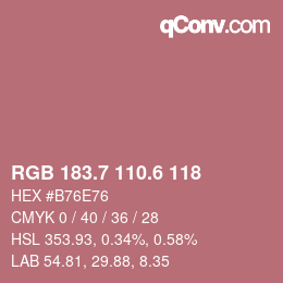 カラーコード: RGB 183.7 110.6 118 | qconv.com