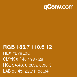 カラーコード: RGB 183.7 110.6 12 | qconv.com