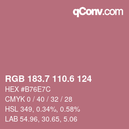 カラーコード: RGB 183.7 110.6 124 | qconv.com
