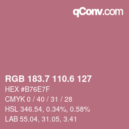 カラーコード: RGB 183.7 110.6 127 | qconv.com