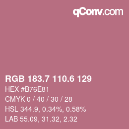 カラーコード: RGB 183.7 110.6 129 | qconv.com