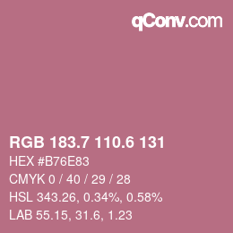 カラーコード: RGB 183.7 110.6 131 | qconv.com